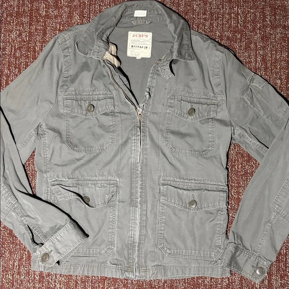military jacket lightweight jacket relaxed fit olive green 100% cotton utility S